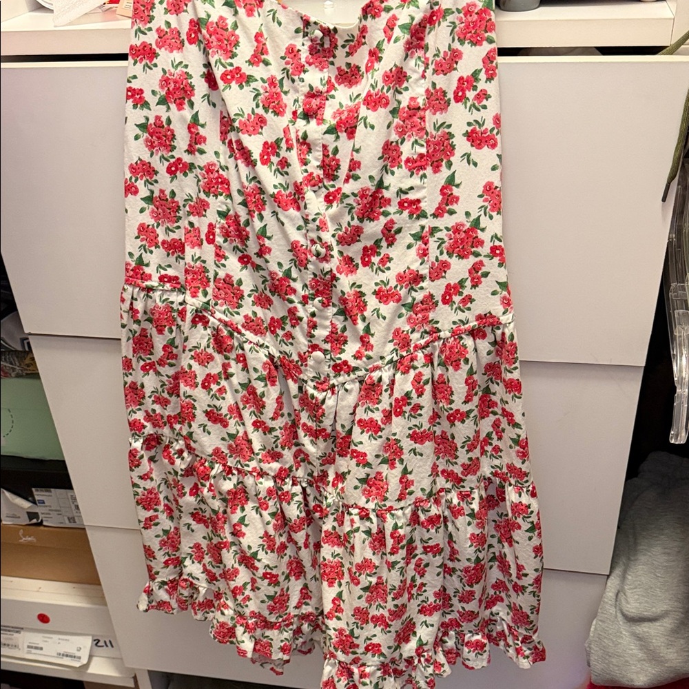 Wild Fable Red Floral A-Line Skirt